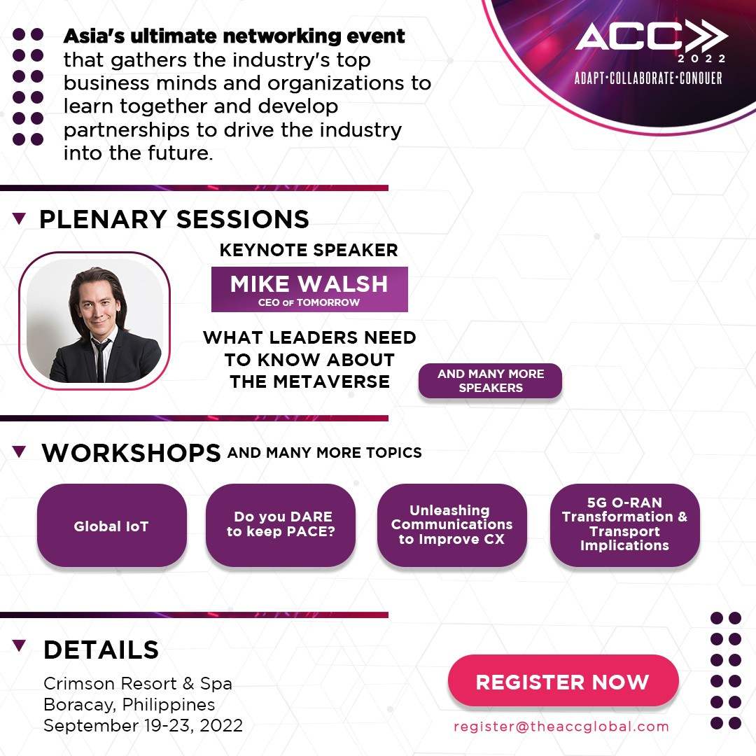 InfoComResearch's tweet photo. Come and hear some of the world's brightest minds and trailblazers in the industry for FIVE action-packed days of networking, workshops, and masterclasses on September 19-23!

Save your spot now! https://t.co/GzGhsWWDq7

#acc2022 #asiancarriersconference #telecoms #ICT https://t.co/zJoWntNVOl