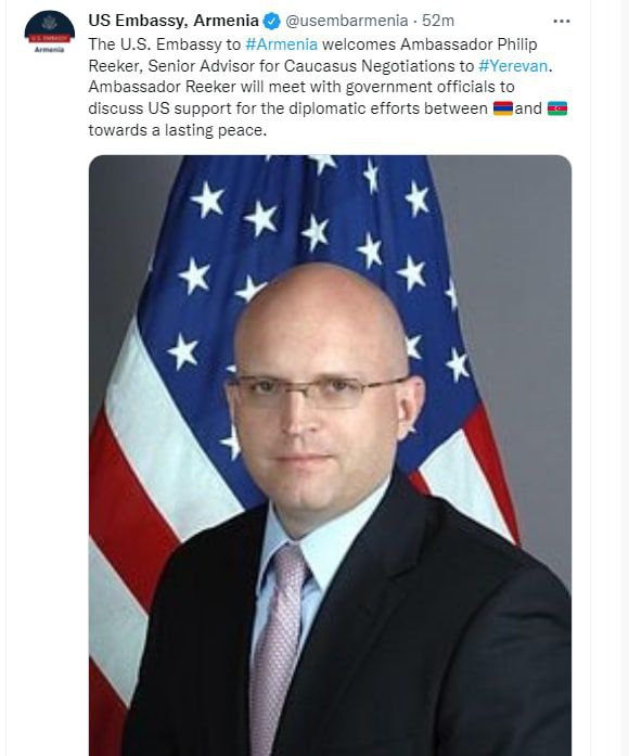 Victori57730097's tweet photo. По поводу очередного обострения на армянско - азербайджанской границе. 
 Несколько дней назад в регион прибыл эмиссар Госдепа США Филипп Рикер, чтобы "помочь" в деле мирного урегулирования. 

Результат есть. https://t.co/wmbrSRjGgU