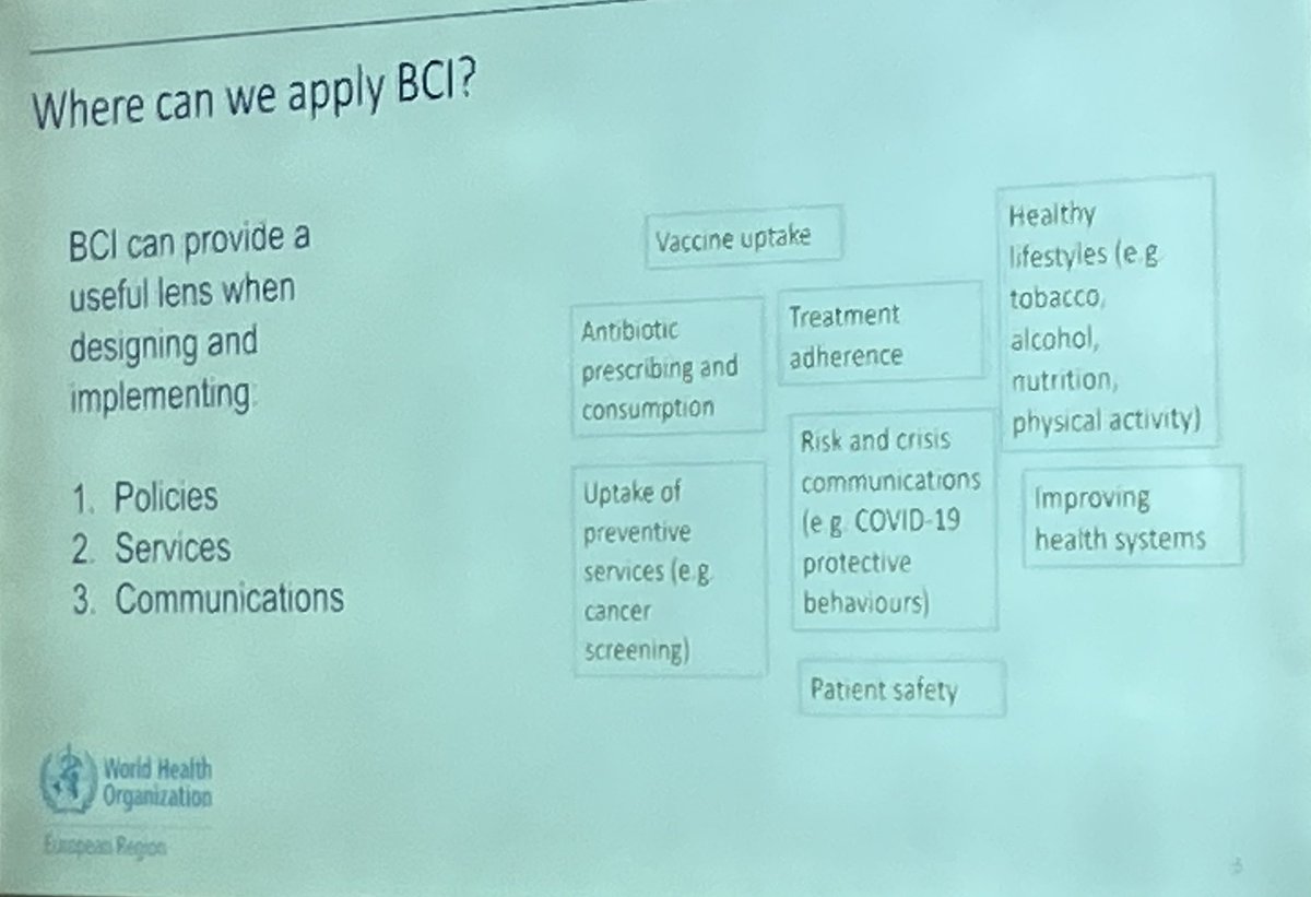 #BehaviouralScience #BCI: “A people & community based” approach” to health improvement - @RobbButler2 at #RC72TLV Understanding social & behavioural factors to improve health with and for communities Potential for #AMR #VaccineUptake #Alcohol #Tobacco: who.int/europe/health-…