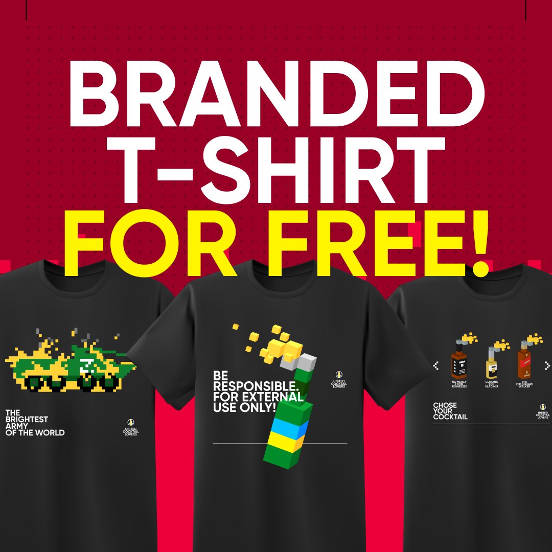 uclvrs's tweet photo. Little reminder. If you buy any of our NFTs you'll recieve our hot t-shirt! Worldwide delivery 🌍🔥

Our collection - https://t.co/1TPvzmIpWK

#tshirts #free #gift #NFTGiveaway #Unitedcocktaillovers #Ukraine #War #HelpUkraine  #Stopwar #NFT #Charity https://t.co/2z66TTVs88