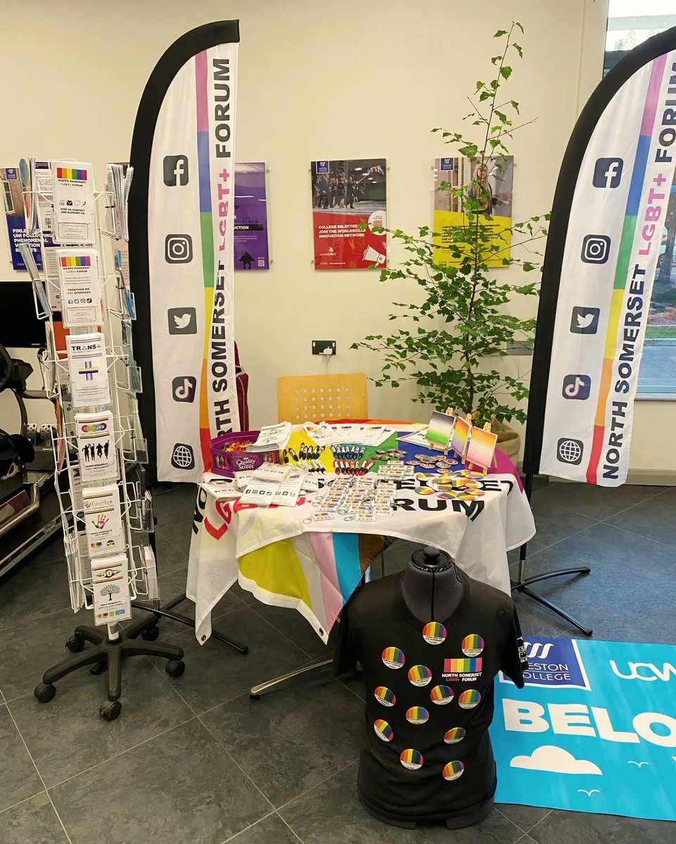 It's Fresher's Fayre at @westoncollege this week, and we're thrilled to be at the South West Skills campus today! If you're visiting, pop by and say hi ☺️🏳️‍🌈 #westonsupermare #westoncollege #lgbtplus #rainbowflag #lgbt #freshers #freshersweek #freshersfayre