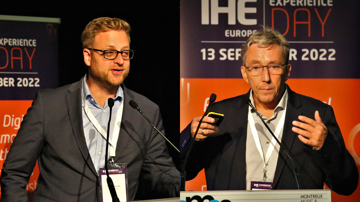 IHE_Europe's tweet photo. User Track Session began with Antonin Hlavinka, Czech Rep. they began to use IHE because of Interop. plans & success in EU. Stephane Spahni, former IHE CoChair, spoke of eMedication prog. in Switz. @IHEBelgium @IHENL @IHE_fr @IHEAustria @IHE_USA @IHEIntl @IHEsuisse @IHE_Australia https://t.co/h1qQ1pWRDz