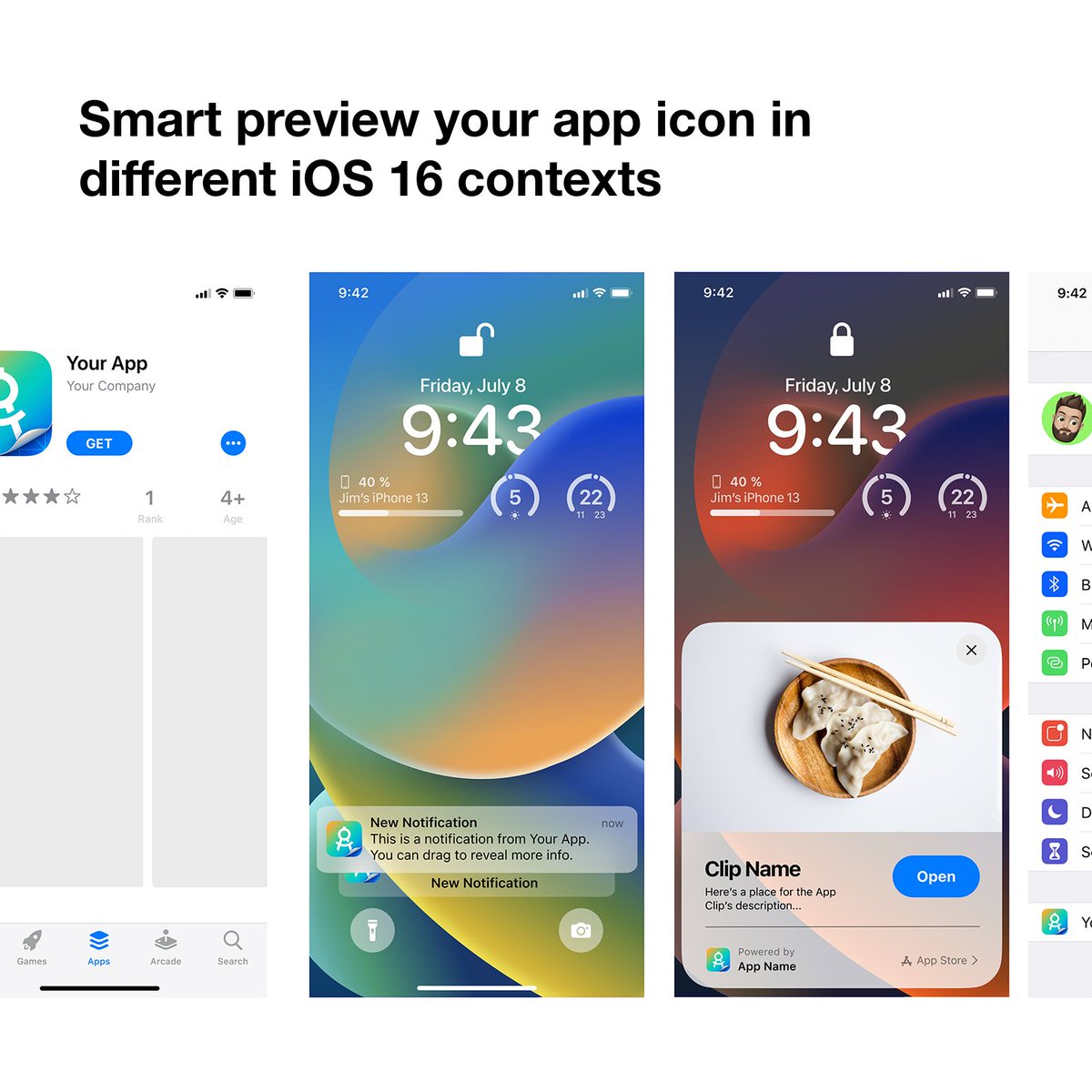 applypixels's tweet image. We are celebrating #iOS16 day, by releasing The iOS 16 App Icon Template for Photoshop, Sketch &amp;amp; Figma! → applypixels.com/resource/ios16…

Lots of tweaks. Same solid features!

🖌 Design a single size
📱 Contextual previews
✨ Guides, colors &amp;amp; folds