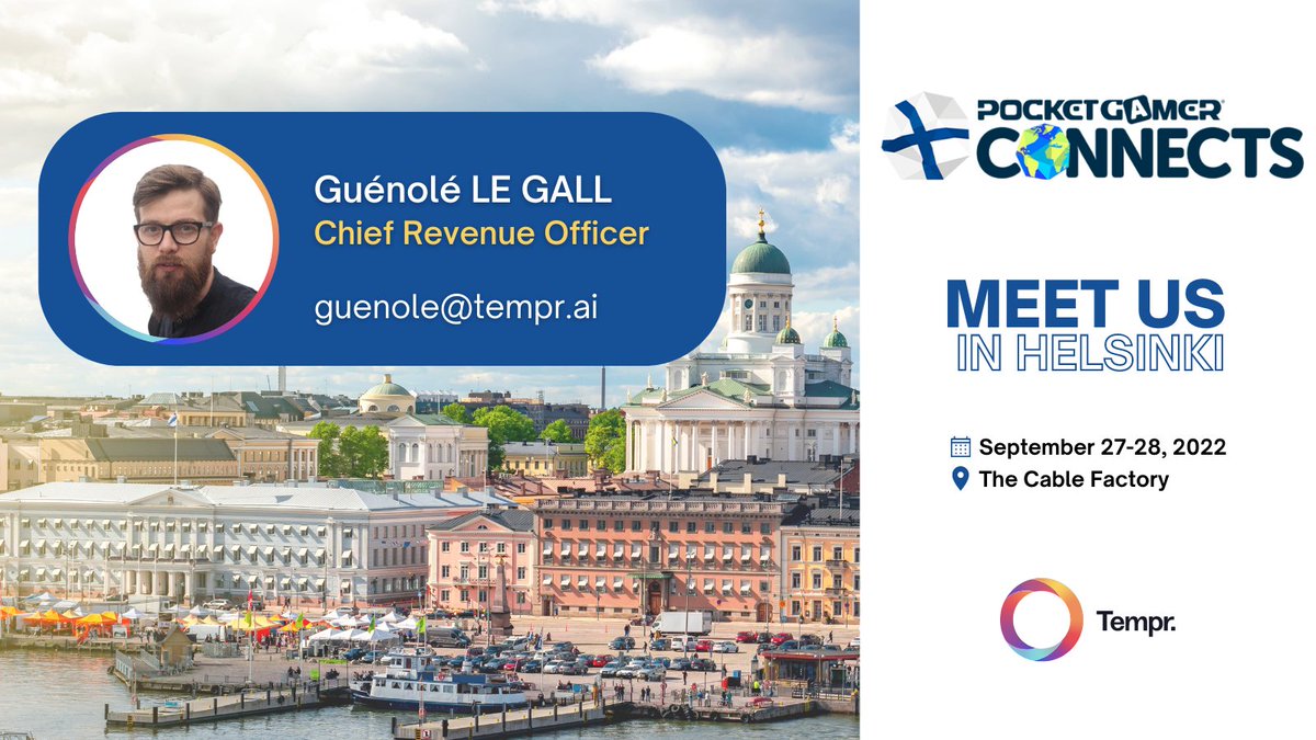 Tempr_ai's tweet photo. We are thrilled to announce that Tempr. will be present at #PGConnects in Helsinki to talk about #mobilegaming and #useracquisition 🎮

Book a meeting here➡️ https://t.co/kF6yYloQxa or by dropping an email at guenole@tempr.ai 📧

#mobilemarketing #Tempr #gaming #mobilegames https://t.co/efWKyTPGyK