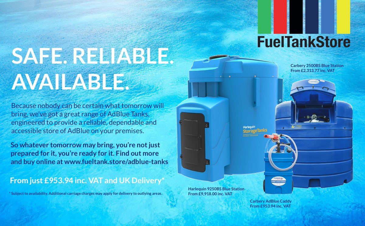 The past months prove nobody knows what tomorrow holds. So we've got a great range of #AdBlue Tanks,  providing a dependable, accessible and reliable store of AdBlue on-site, for when you need it most. Why not take a closer look today at fueltank.store/adblue-tanks?p… #BetterOffBunded