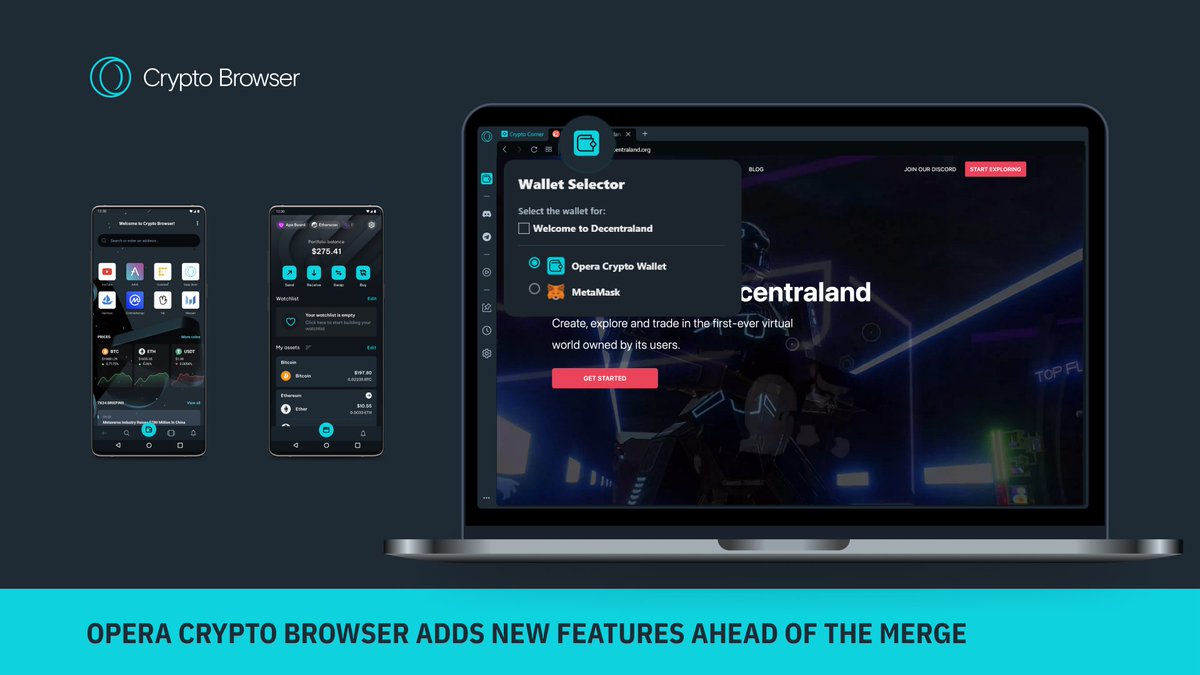 Don’t be stuck with a Web2 browser, Opera Crypto Browser unveils the industry’s first Wallet Selector! 😉 Pick which wallet extension you want to interact with a given Dapp. @Metamask <a href="/TrustWallet/">Trust Wallet</a> &amp; more wallets available for next level Web3 browsing. opr.as/ur