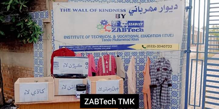 SzabistZabtech's tweet photo. Following the famous proverb "Charity begins at home" SZABIST ZABTech Chapters have established "Wall of Kindness, Dewaar-e-Maharbani" at their respective chapters.
#SZABISTZABTechiTVE #zabtechtmk #zabtechlrk #zabtechsehwan #zabtechkhp #wallofkindness #TVET #floodsinsindh #donate https://t.co/odGcGXMTwU