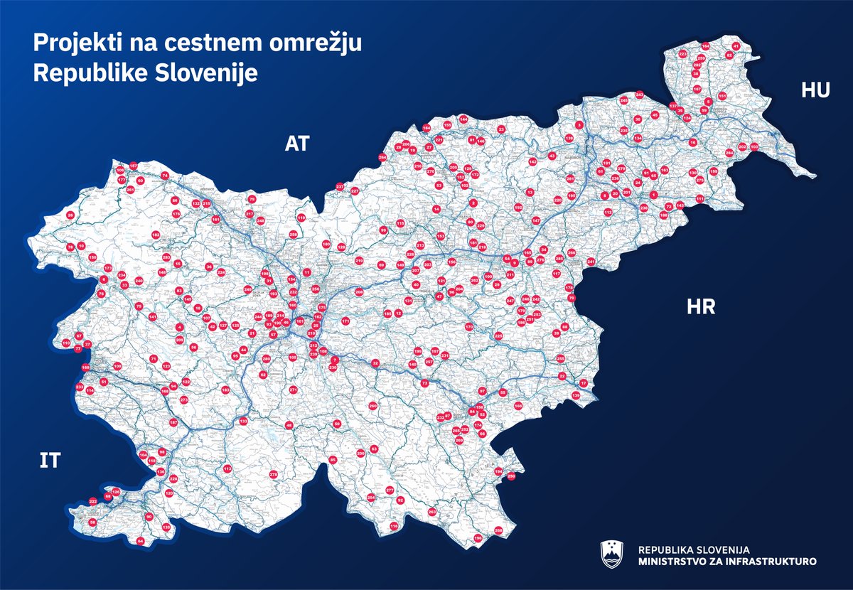 🚧 [GRADIMO, OBNAVLJAMO CESTE] 🚧
V Republiki Sloveniji trenutno prenavljamo in gradimo veliko cest. Preverite kje vse se trenutno izvajajo dela na cestnem omrežju! 
Seznam projektov si preberite na povezavi ➡️ facebook.com/ministrstvozai…