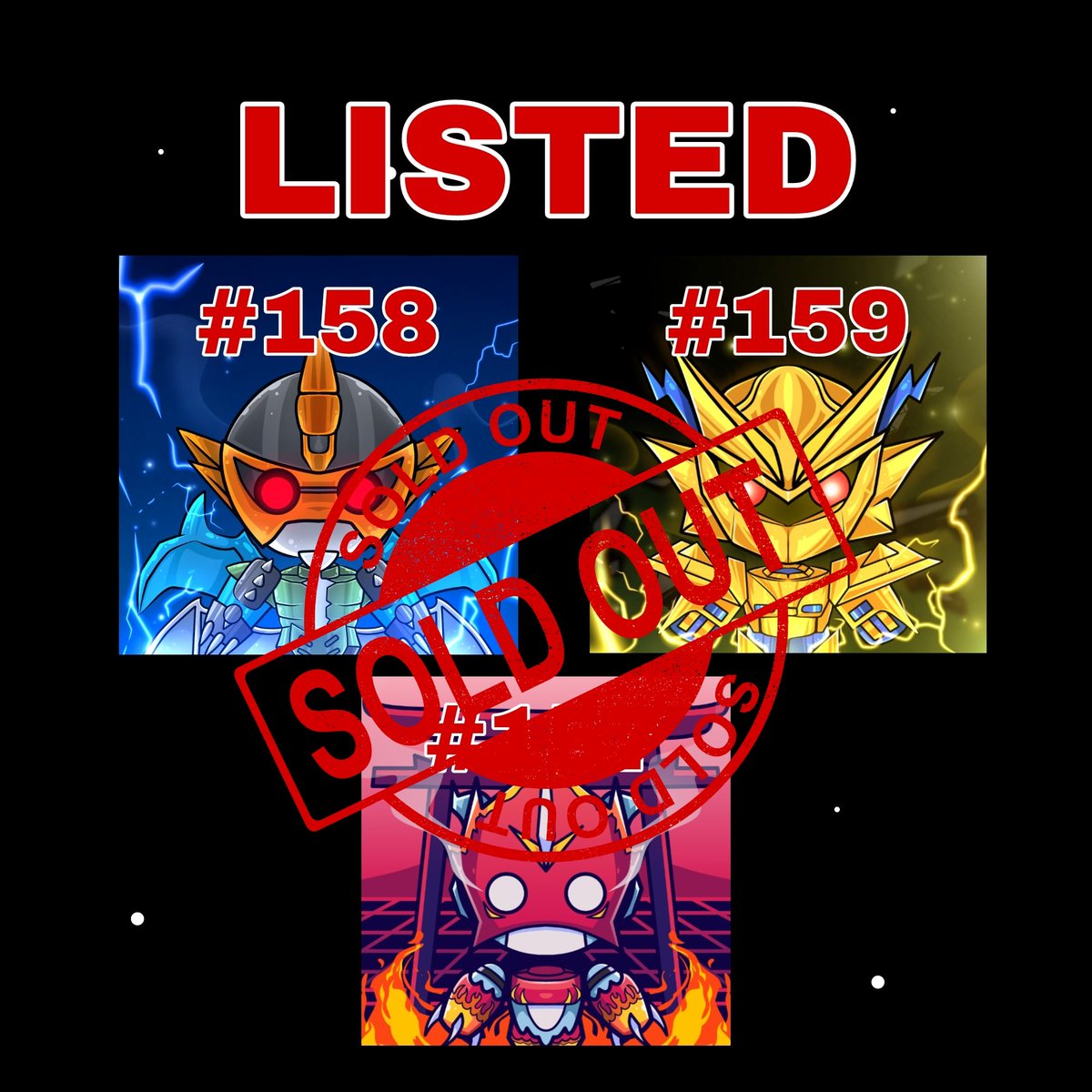 Roboverse6's tweet photo. SOLD OUT !
ROBOVERSE #157 ,#158 ,#159 
Congrats and thanks to the new owner @DOCofNFT 🔥🚀🚀
Thankyou very much for the support you are awesome 🤩🔥🔥🚀
Let's follow : @DOCofNFT 
#NFTCommunity #nftcollector #NFTCollection #NFTSale #NFTs https://t.co/ZYt9Q5pP8l