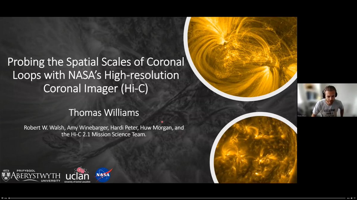 Dr_Tom_W's tweet photo. Last week I was invited to give a presentation about my #research on coronal loops using #NASA's High-resolution Coronal Imager for the European Solar Physics Online Seminars (#ESPOS) series. Abstract and recording are here: https://t.co/0jiaDGqLDG. #SolarPhysics #Science #Sun https://t.co/AVoAAVFi9C