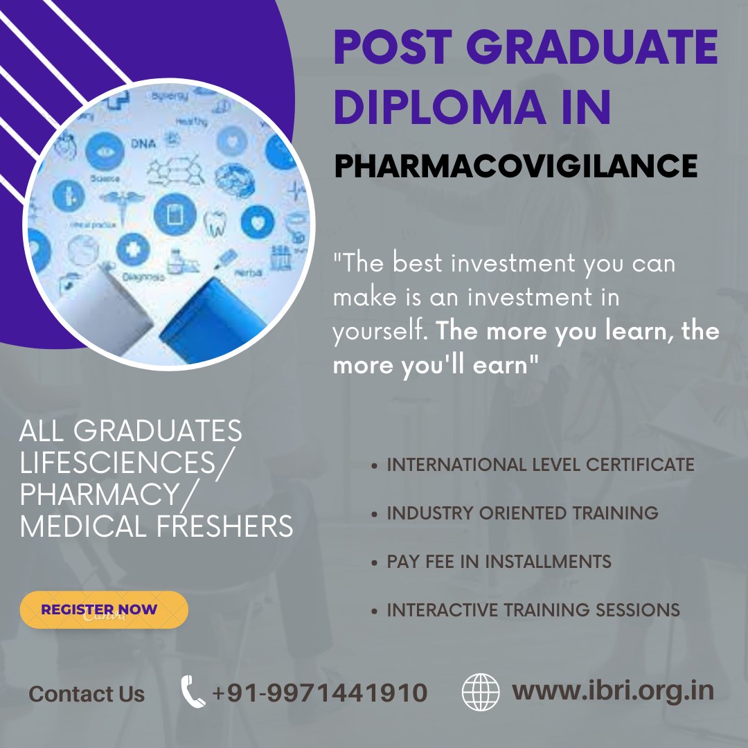 NoidaIbri's tweet image. Registration Link:- ibri.org.in/admission-form…

#PharmacovigilanceTraining
#pharmacovigilancecourse
#pvtraining #clinicalresearch #clinicalresearchcourse
#pvcourse #pharmaindustry #pharmacylife
#pharmastudents #bpharmacy #pharmacycourse
#regulatoryprofessional
#drugregulatorycourses