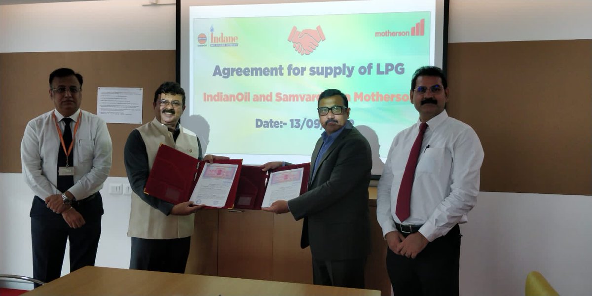 Soumitr21612020's tweet photo. Glad to tie up with  #motherson group for their #LPG  requirements. Many more ways are in the offing to expand this relationship. @ChairmanIOCL @DirMktg_iocl @DirPBD_iocl @EDLPGIOCL https://t.co/JL66EbqUXF