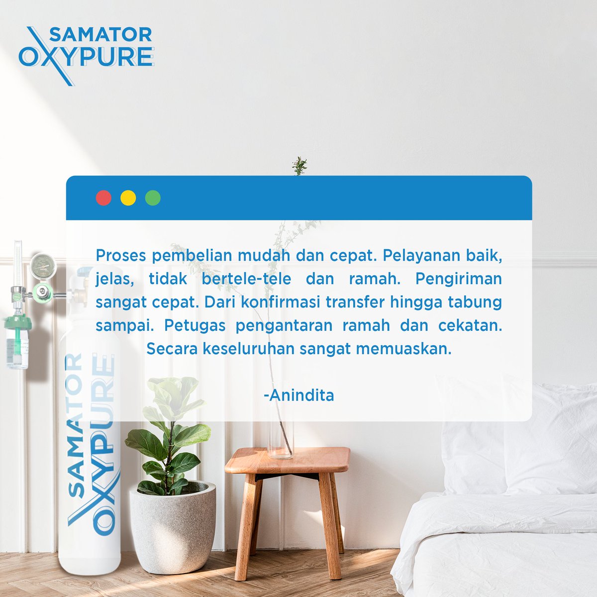 SamatorOxypure's tweet photo. Terimakasih atas review positif dari kak anindita. Dan terimakasih juga sudah memilih Samator Oxypure. Oksigen murni kapanpun dan dimanapun anda menginginkannya.
Informasi lebih lanjut :
โ๏ธ 0877 6690 8000
#breathwithoxypure #samator #indonesia #oksigen #COVID19 #COVID https://t.co/W8ZWwB8CSd