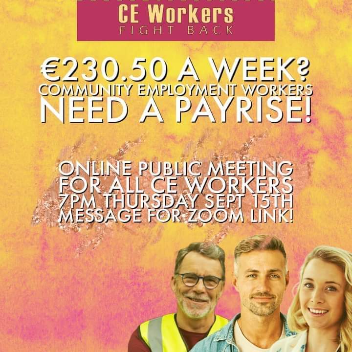 CEfightback's tweet photo. Calling on all Community Employment workers. We need a payrise to survive. 

Come to our online public meeting for all CE workers and let's get our voices heard. 

7pm this Thursday! (send us a message for zoom link) https://t.co/G59bE76Xk9