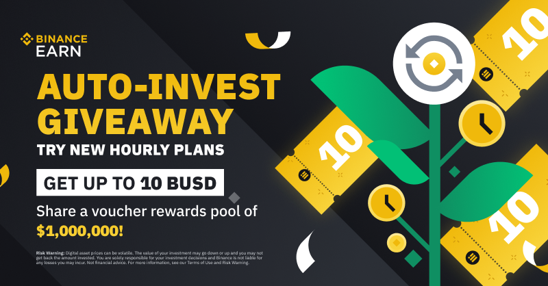 binance's tweet photo. #Binance Auto-Invest enables hourly plans: grab up to 10 #BUSD in token vouchers!

➡️ https://t.co/TS3RJ9UbSD https://t.co/UqheOCNCcG
