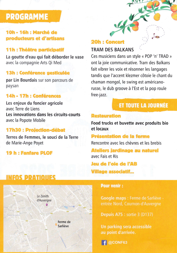FSarlieve's tweet photo. L'agriculture paysanne c'est aussi notre patrimoine, fêtons-la dans le Puy-de-Dôme avec la Confédération paysanne 63. C'est samedi 17 septembre sur la plaine de Sarliève.
@ConfPaysanne @Terredeliens @InPACTnational https://t.co/S2l6UH8k8z