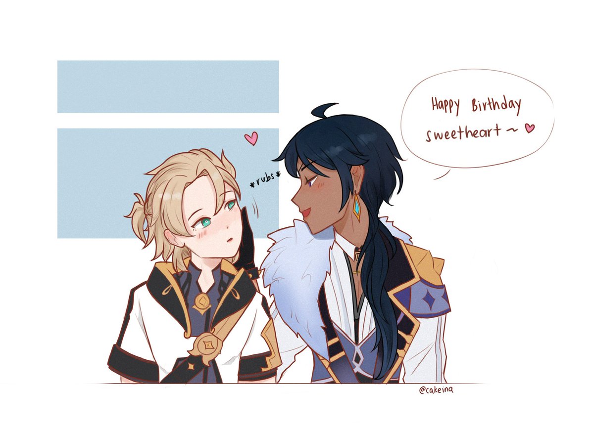 cakeina's tweet photo. Happy Birthday #albedo 🎂 
Some #kaebedo because Kaeya is in the official art too🥹 https://t.co/bAIYCVwiq0