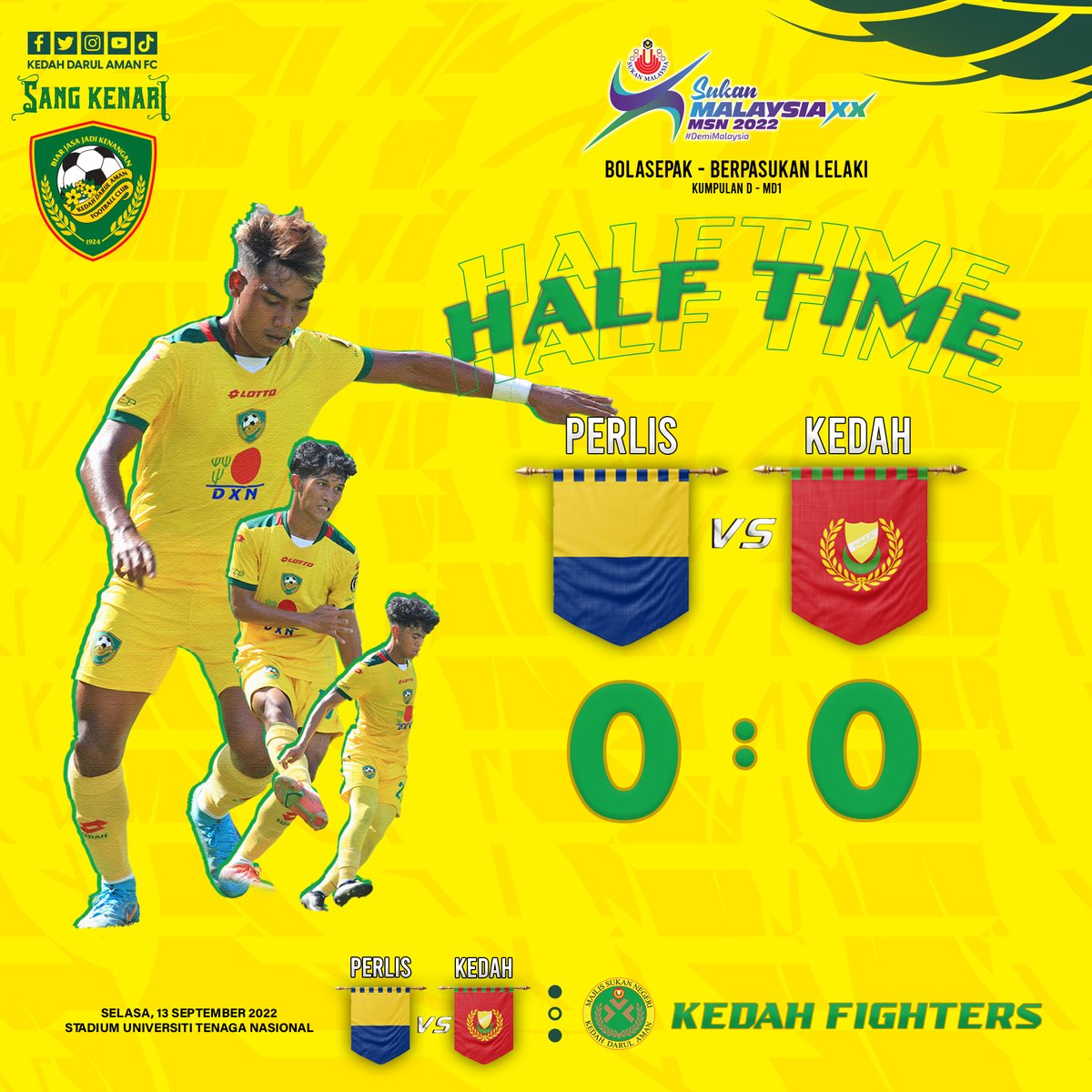 kda_fc's tweet photo. Separuh masa pertama berakhir dengan terikat tanpa jaringan! 45 minit lagi perhitungan.

HT: PERLIS 0-0 KEDAH

Ayuh Sang Kenari! Kedah Fighters!

#KDAFC #PulunKedahPulun #SangKenari #BiarJasaJadiKenangan #2022season #sukma2022 #bolasepak #msnk #kedahfighters https://t.co/1VV7Hw331F