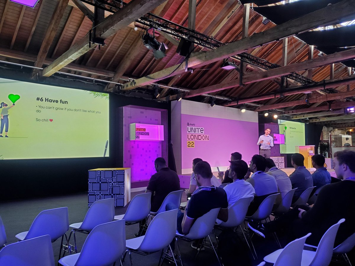 MegMajewski's tweet photo. I agree - building on Shopify should be fun! Thanks @DsMatie for sharing your insights at #ShopifyUnite https://t.co/GDCTCisg0s