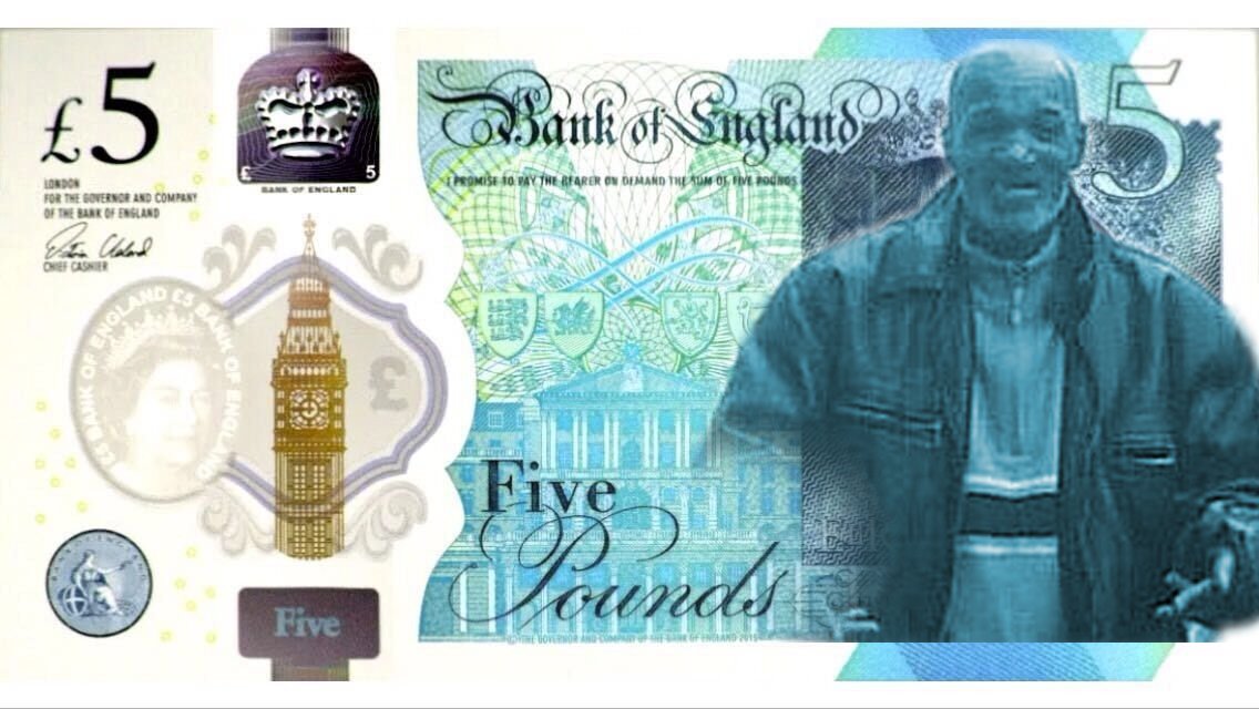 TobiasTaylor's tweet photo. With the queen gone its only right that the new £5 note has our true king on the front of it - Fritz from Catford https://t.co/fbR1Sc1crk