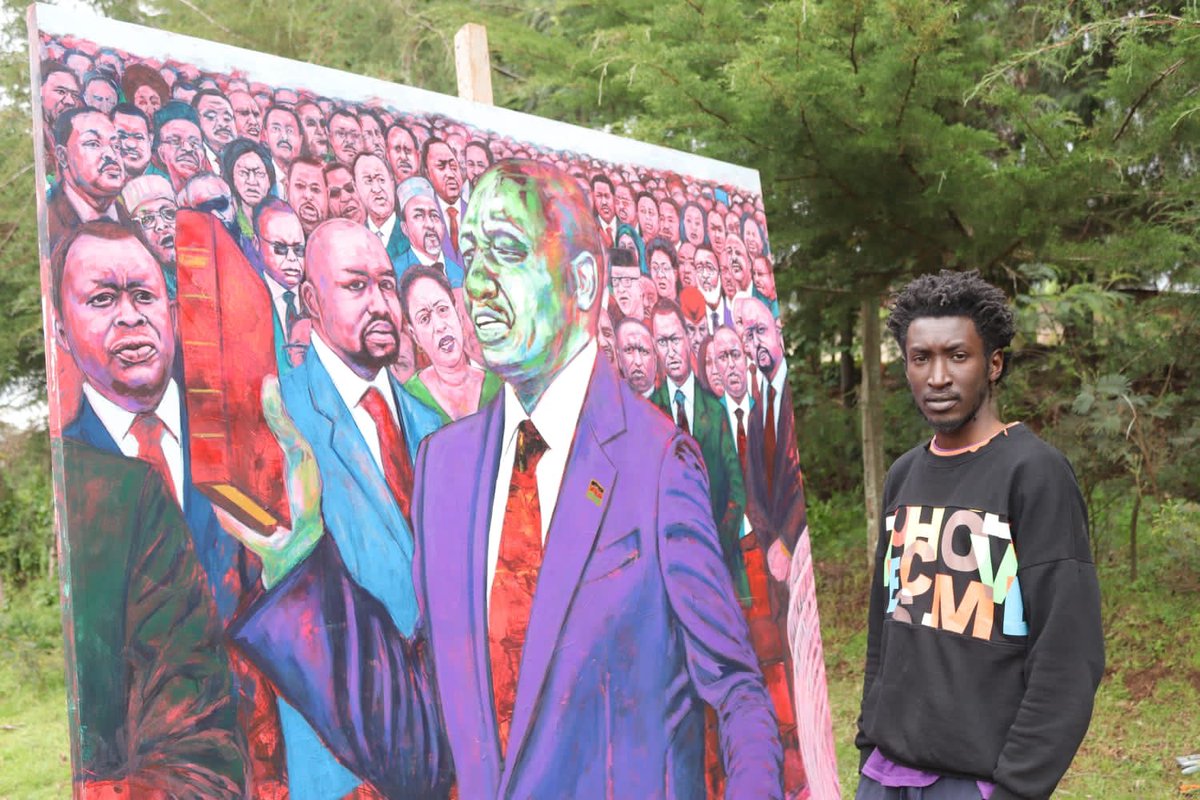 MwendiMadeIt's tweet photo. Alot can happen in a year and one of my dreams, something I imagined in this painting I made one year ago is coming to life today. Congratulations Mr President @WilliamSRuto #husternation #InaugurationKenya #rutothe5th #rutoinauguration #presidentwilliamruto https://t.co/GMs2ixLof4