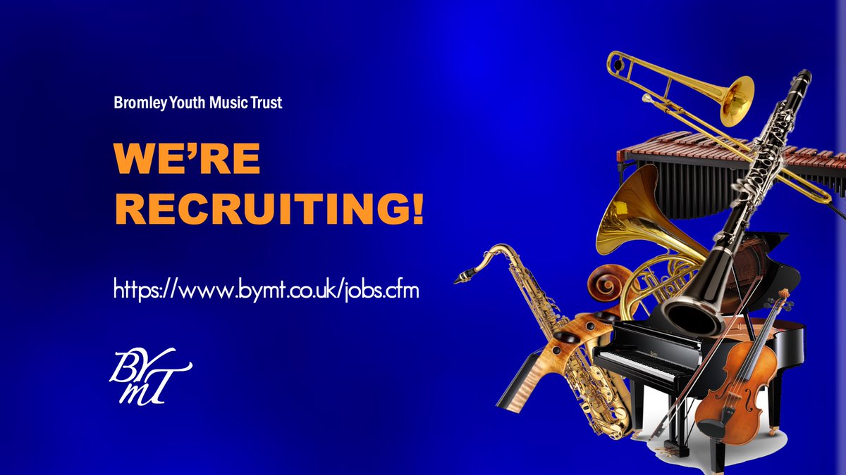 BYMT is looking to recruit an Administration Assistant, a Pastoral Assistant, a cleaner and whole class instrumental music teachers. For more information please visit bymt.co.uk/jobs.cfm