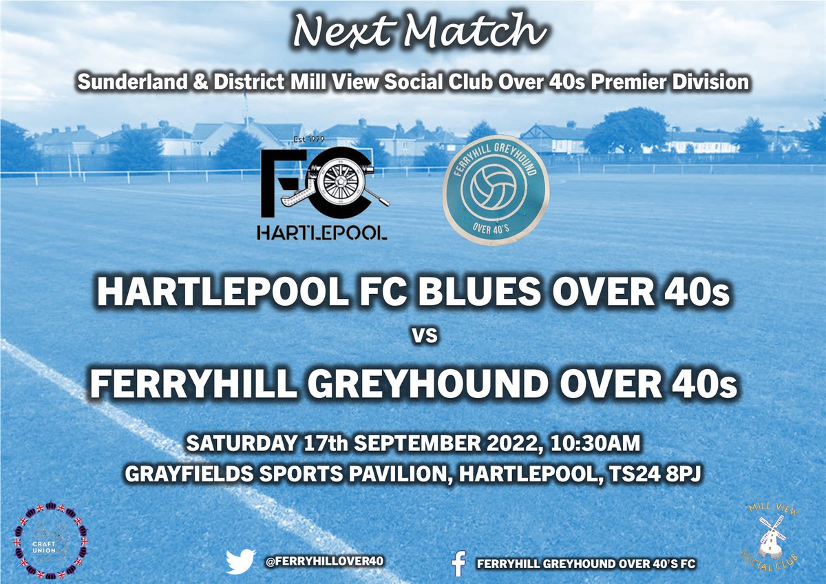 Our season resumes on Saturday with a trip to <a href="/fc_40s/">Fc Hartlepool 40s</a> 

Hartlepool sit 8th in the table with 7 points from 4 games having scored 11 goals &amp; conceding 10.  They're unbeaten at home &amp; last time out they beat Penshaw 3-1 at Grayfields.

Tough match ahead but the lads will be ready.