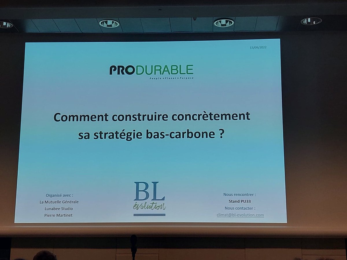 Comment construire sa stratégie #bascarbone ? Nous y avons répondu ce matin au salon <a href="/Produrable/">Salon PRODURABLE</a>. Selon <a href="/s_Boucherand/">Sylvain BOUCHERAND</a> "pour intégrer les enjeux #climat au cœur de sa stratégie, l’important est d’être prêt à des transformations profondes et à se donner des moyens suffisants”.