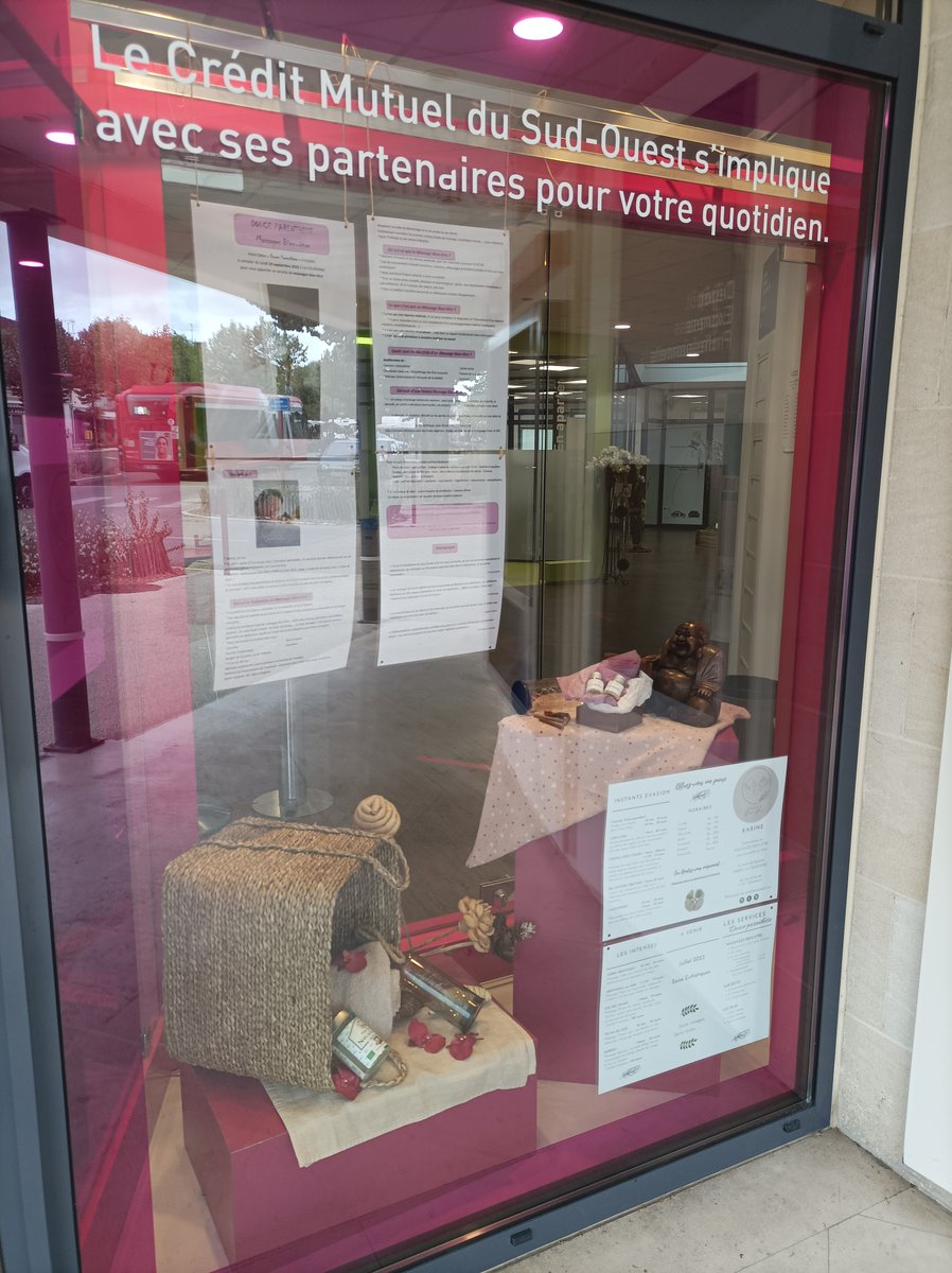 CMSOLaCouronne's tweet photo. Ce mois-ci, notre vitrine met en avant notre sociétaire Karine, qui ouvre son salon de massages bien-être "Douce Parenthèse" 12 route de Barbary 16400 La Couronne. N'hésitez pas !! Détente assurée @CMSOsecteur16_1 @CMSudOuest https://t.co/32TQDVFDBW