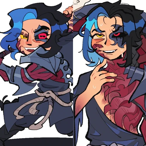 heres my kayn comparison both chibi and.. not chibi. i just made him emo 