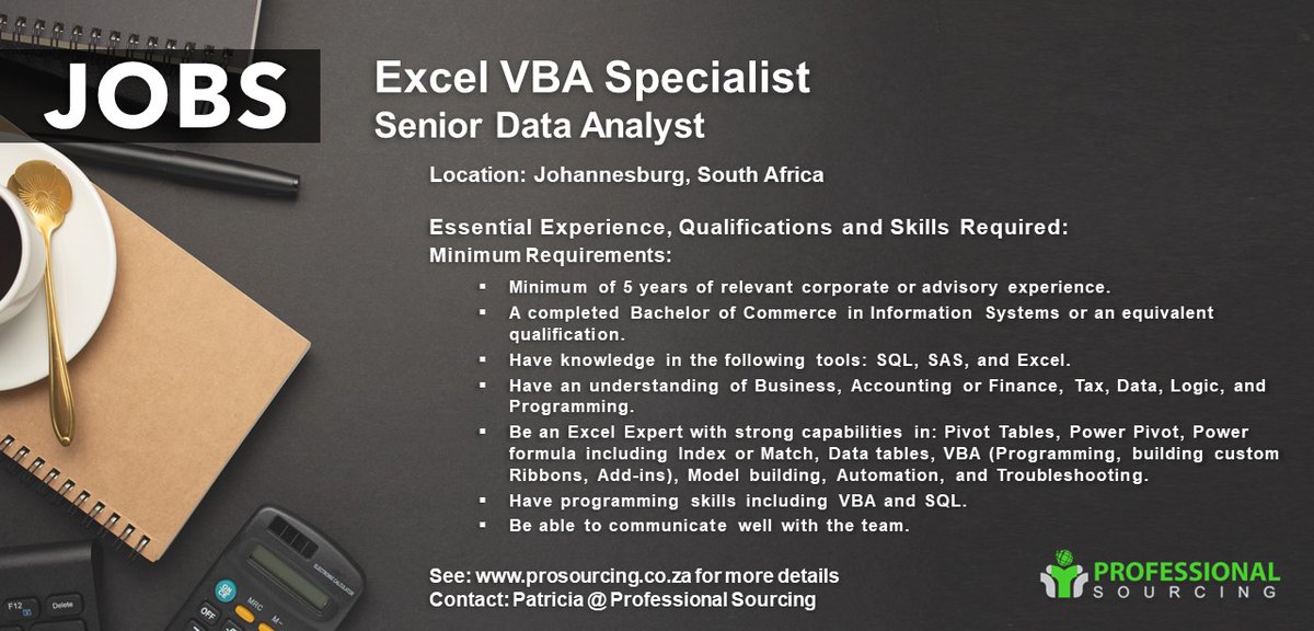 ProSourcingZA's tweet photo. https://t.co/j0ItxaB4mE

Our client is a well-established Economics Advisory Firm that specialises in providing clients strategic advice, industry and regulatory insights, benchmarking, and risk analyses.

#dataanalyst #excelvba #developmentlead #JobSeekersSA #prosourcing https://t.co/z3fBHiPyPO