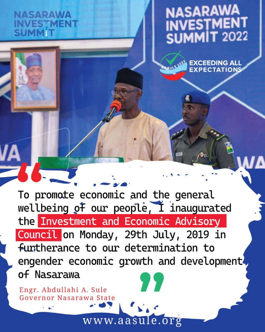 govaasule's tweet photo. To promote economic and the general well being of our people, I inaugurated the Investment and Economic Advisory Council on Monday, 29th July, 2019 in furtherance to our determination to engender economic growth and development of Nasarawa
#GOVAASULE #exceedingallexpectations https://t.co/XY7eD0u8RX