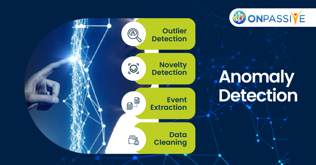 Algorithms powered by AI for detecting anomalies are very useful for fraud detection and disease detection.#ONPASSIVE #anomalydetection #machinelearning #cybersecurity #AI #Datacleaning #Infographics 