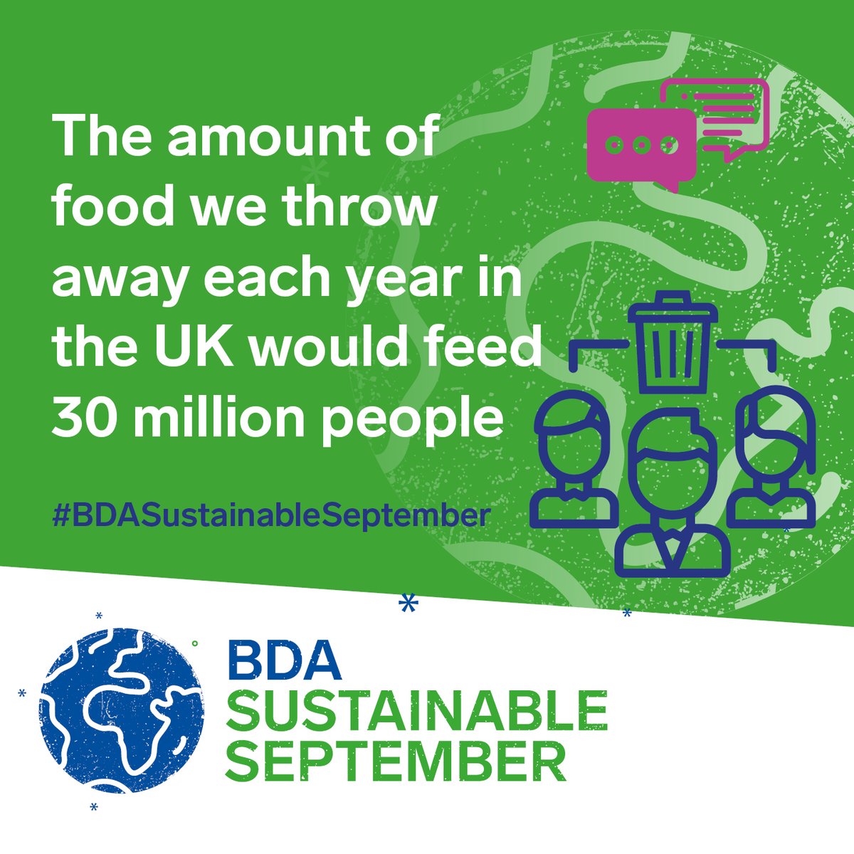 BDA_Dietitians's tweet photo. 😲 The amount of food we throw away each year in the UK would feed 30 million people. 

To reduce your waste why not try planning meals, using leftovers, writing a shopping list and checking the fridge before your food shop? 

#BDASustainableSeptember https://t.co/wsDZlal9f3
