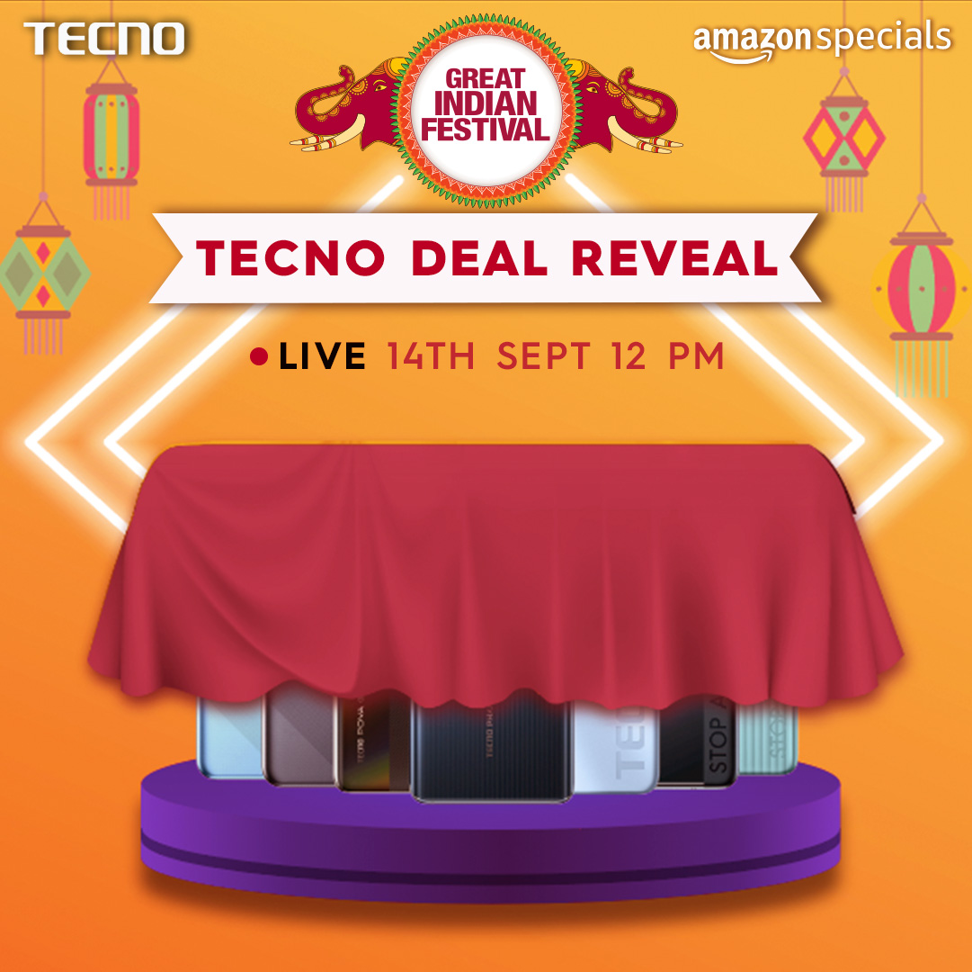 TecnoMobileInd's tweet photo. Hold your breath & get ready to be amazed when the curtain rises!
The ultimate #TECNODeal Reveal is going LIVE tomorrow at 12 PM on Amazon India's #GreatIndianFestival. Your favorite influencers will introduce more products info to you then. https://t.co/7ryazs0DH9