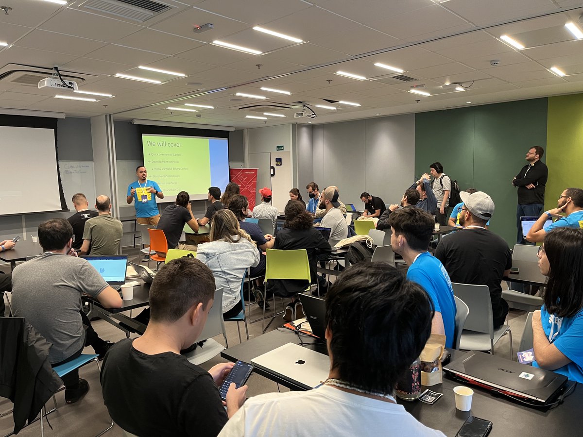 Omranic's tweet image. Awesome turnout at our #EthereumSP workshop! ⭐️

Great to connect with the @Ethereum_Brasil builder #community and with a weekend of non-stop building, we can&apos;t wait to see what innovative ideas come out of this event 🤓

Sign up for our next workshop @ETHGlobal #Bogota event! 🙌
