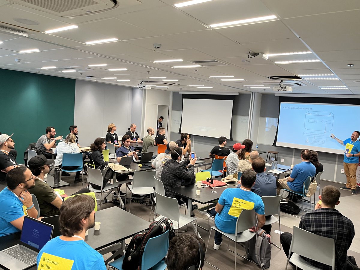 Omranic's tweet image. Awesome turnout at our #EthereumSP workshop! ⭐️

Great to connect with the @Ethereum_Brasil builder #community and with a weekend of non-stop building, we can&apos;t wait to see what innovative ideas come out of this event 🤓

Sign up for our next workshop @ETHGlobal #Bogota event! 🙌