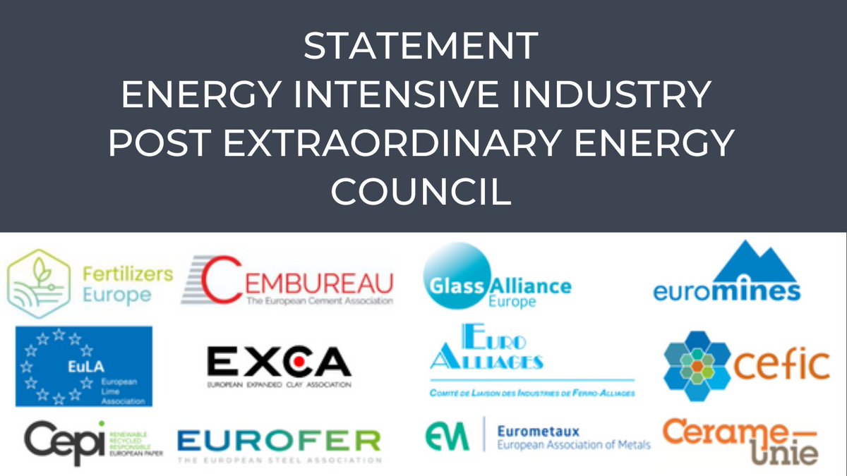 Energy-intensive industries stress the lack of urgency & detail in the measures discussed at the Extraordinary Energy Council & appeal to EU leaders to give precise, immediate measures to ensure the survival of 🇪🇺industry #SOTEU #EnergyCrisis #EUIndustry
👉bit.ly/3RHoEnC
