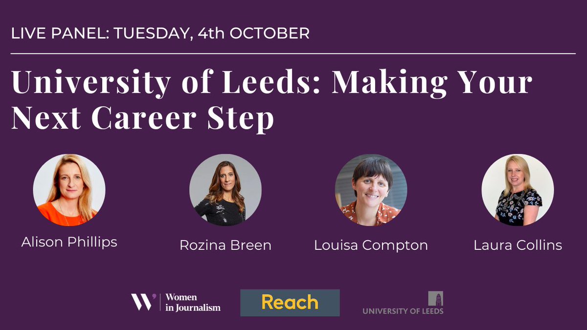 Wondering how to make the right next step in your career? Join our FREE event at @UniversityLeeds with @MirrorAlison @RozieBreen @louisa_compton and @LauraCollinsYPN as they share their advice and answer your questions BOOK: eventbrite.co.uk/e/oct-4-univer…