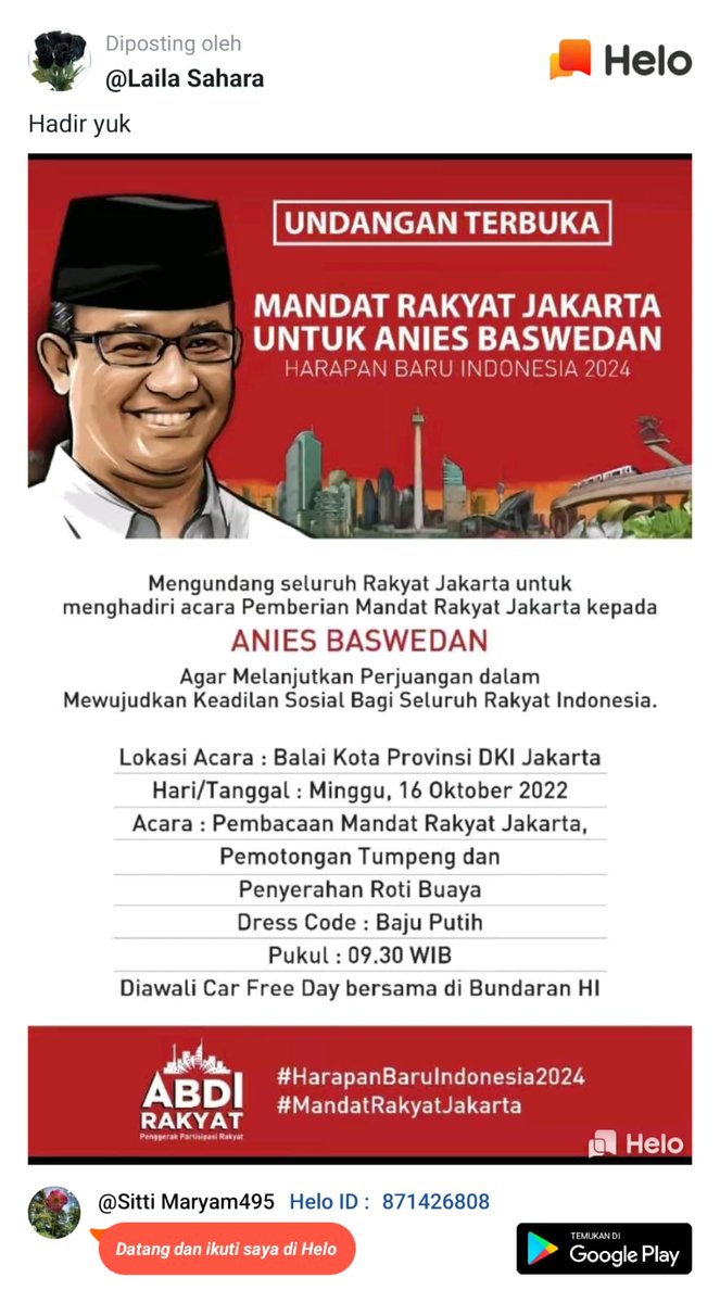 Hadir yuuuuk... 16 Oktober ...insyaa Allah ✊✊