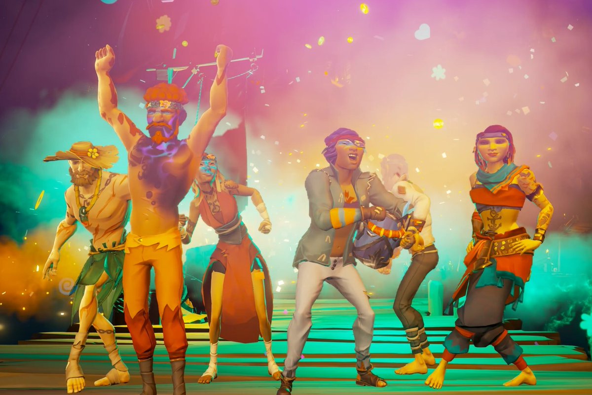 Anett81517029's tweet photo. Celebrating Holi! 🎉

Young and old, we all dance, sing, play, and throw colors in the air!

#SoTShot @SeaOfThieves #SeaOfThieves https://t.co/u6YuSrsfjj