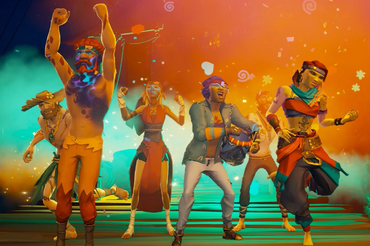Anett81517029's tweet photo. Celebrating Holi! 🎉

Young and old, we all dance, sing, play, and throw colors in the air!

#SoTShot @SeaOfThieves #SeaOfThieves https://t.co/u6YuSrsfjj