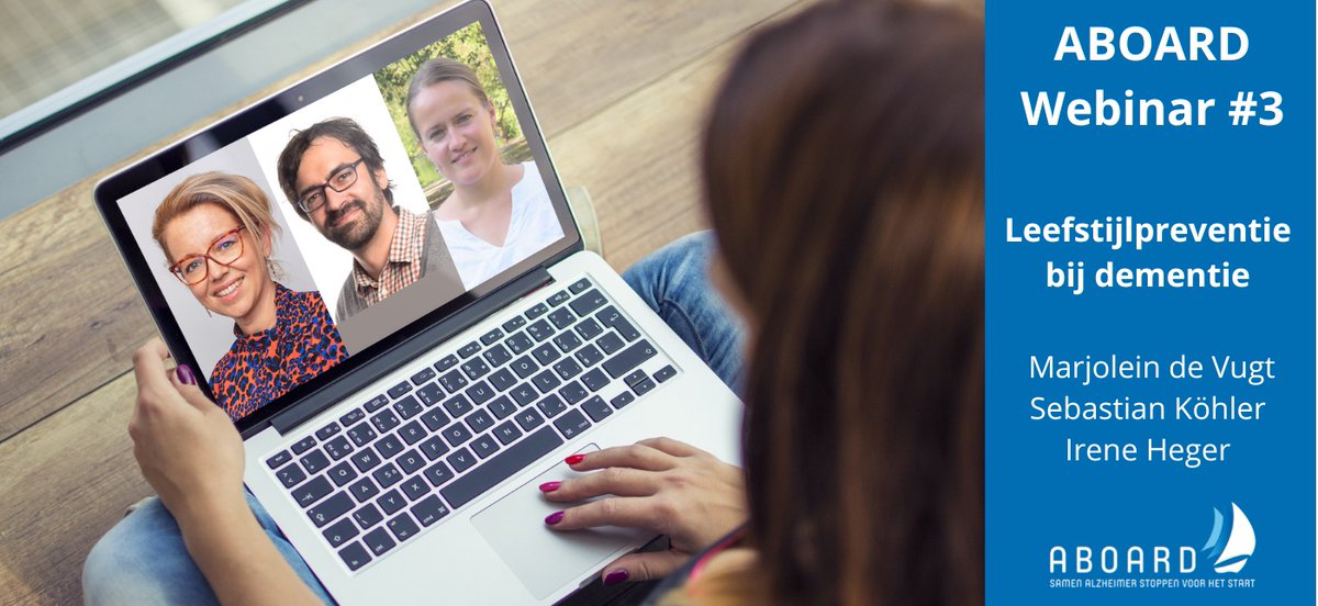 AlzheimerAms's tweet photo. ๐๏ธ 16 september van 14:00-15:00 is de volgende webinar "Alzheimer Uitgelegd" van het #ABOARDproject. Meld je aan voor de webinar waarin Marjolein de Vugt, Sebastian Koehler en Irene Heger vertellen over leefstijlpreventie bij dementie. Aanmelden kan via https://t.co/GaMmyYJcwX https://t.co/paKSN7VzhD