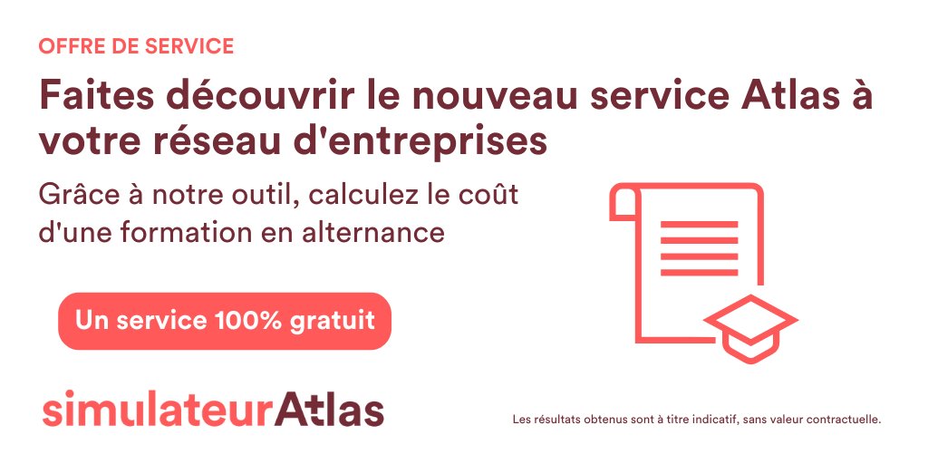 OpcoAtlas's tweet photo. #simulateurAtlas : le nouvel outil 🛠️ permettant à une entreprise de calculer et prévoir le prix d’une formation pour un futur #alternant en 1️⃣ clic.
➡️ Découvrez et essayez ce nouveau service sur : https://t.co/oiRAGFB9B4 https://t.co/iiumBdXuJx
