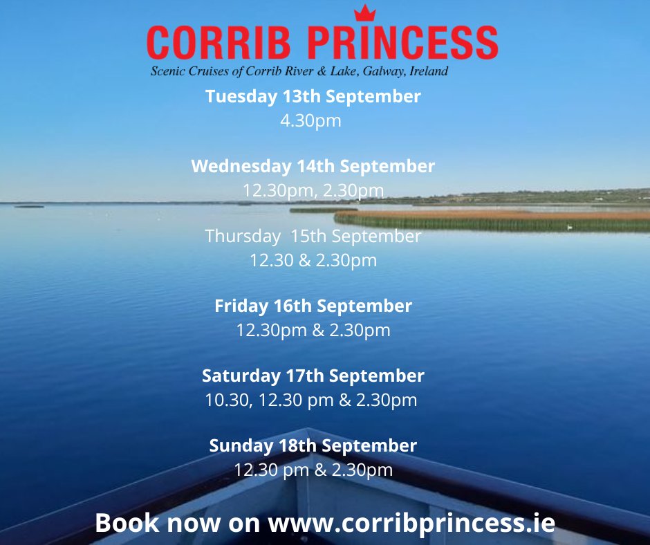 See our Scheduled Sailings for this week.  

#keepdiscovering
#corribriver #loughcorrib
