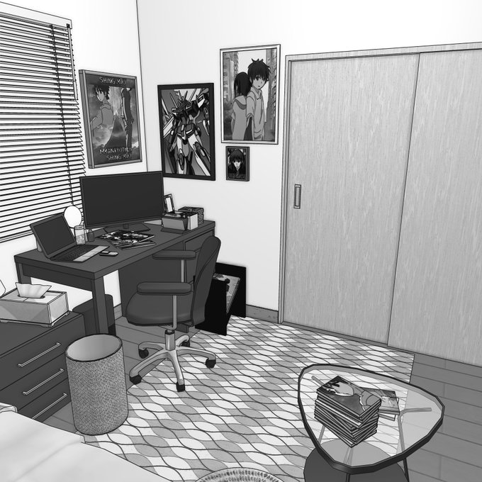 漫画の背景のために、AIくんに架空の漫画とかアニメの画像を作ってもらってテクスチャで貼ってみたけど想像以上に「それっぽさ」が出てていい感じ 