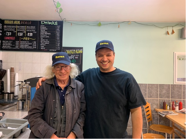 Local businesses supporting local businesses.  Eddie and Steve from Twickenham Cafe sporting the Raven headwear!  Great caf, great grub!
<a href="/twickerati/">twickenham tweets</a> #TwickenhamCafe #LocalBusiness #SupportLocalBusiness #Twickenham