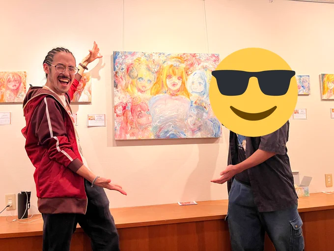 #桐生コ個展続 帰る!!おんもろかったどおおおおおおお!!!来てくれた桐生会だけでなく、ホロリス皆さん!ホントにありがとうございます!!!楽しくアタオカで優しい展示になりました!!また皆んなで、会長を想おうぜ!!!おつ!  