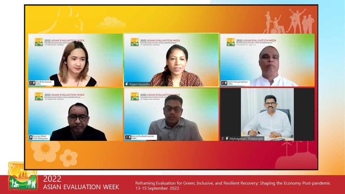 Today we had a fruitful panel discussion in our session at #AsianEvaluationWeek22 where our panelists and speakers shared their thoughts & experiences on key factors of #institutionalizationofevaluation at national level also the current status of #SriLanka #India & #Philippines