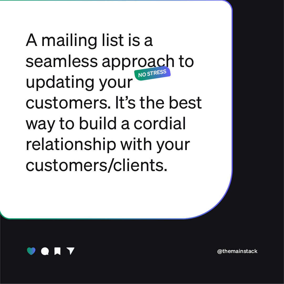 themainstack's tweet photo. Grow your community on Mainstack

Keep your audience engaged through newsletters and eventually convert them to paying customers. Import your mailing list to your Mainstack, and build your community.
#EmailMarketing #Mainstar #marketingtwitter  #Emaillist https://t.co/TNJy5FGySk